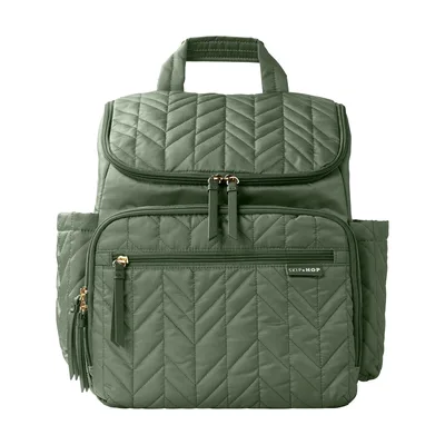 Skip Hop Forma Diaper Bag Backpack with Changing Pad and Stroller Attachment, Sage