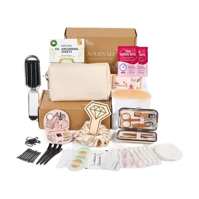 AOLRNALI Bridal Emergency Kit for Wedding Day, 30+ Essentials with Makeup Bag